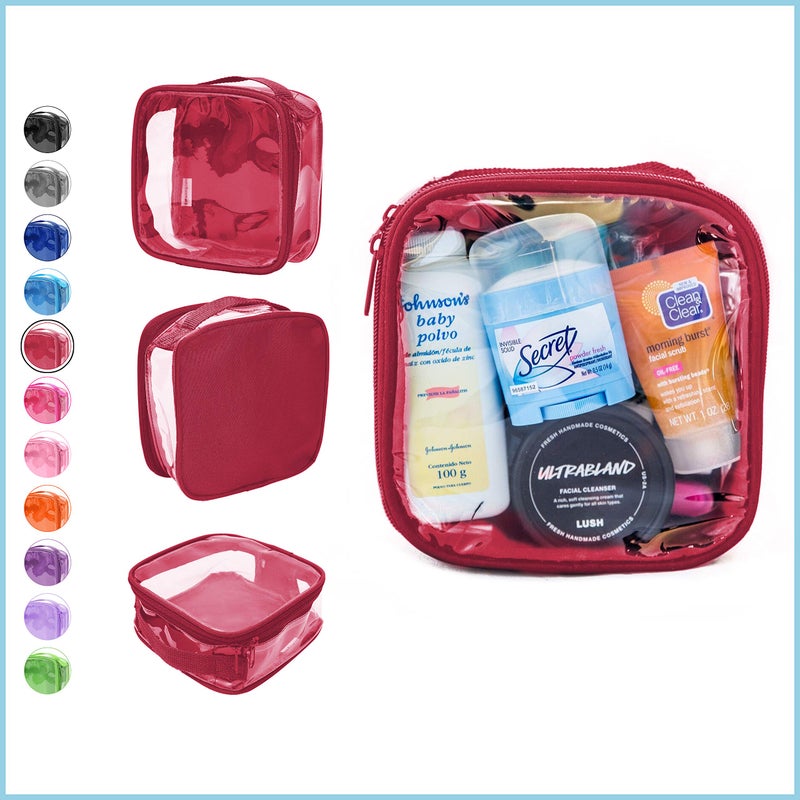 EzPacking Clear TSA Approved 3-1-1 Travel Toiletry Bag for Carry On/Quart Size Transparent Liquids Pouch for Airport Security/Reusable See Through Vinyl & PVC Plastic Organizer Men Women (Burgundy) - Image 2